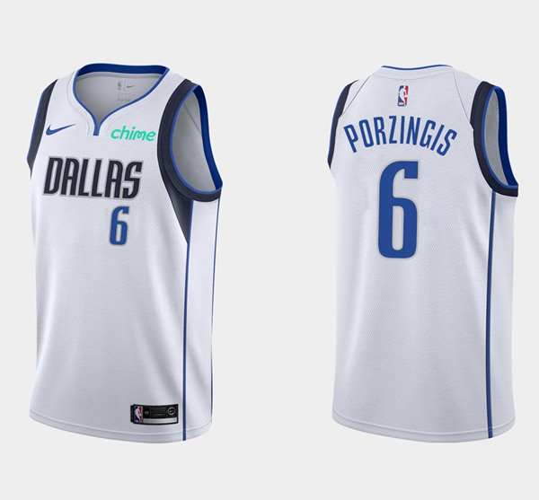Men's Dallas Mavericks #6 Kristaps Porzingis White Stitched NBA Jersey Men's Dallas Mavericks #6 Kristaps Porzingis White Stitched NBA Jersey